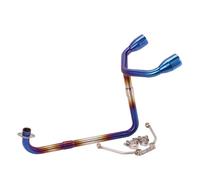 CRJIMX Terminale Di Scarico Doppio Slip-On Per Moto Escape Moto Tube Silenziatore Modificato Attacco Anteriore Raccordo Intermedio Per GROM MSX125 MSX 125(Blu)