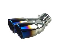 CRJIMX Terminale Di Scarico Posteriore Doppio Universale 63mm Ingresso/76mm Uscita 3 Colori Acciaio Inox(Blu,Curva)