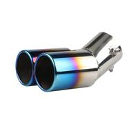 CRJIMX Terminale Di Scarico Universale A Doppio Passaggio Da 64 Mm Silenziatore Di Scarico Terminale Di Scarico In Acciaio Inox Modificato(Blu,Curvo)