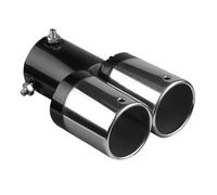 CRJIMX Terminale Di Scarico Universale Per Auto Da 63 Mm A Doppia Uscita In Acciaio Inox Con Bordo Arrotondato Inclinato Accessori Per Esterni Auto(Black+Silver,Dritto)