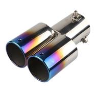 CRJIMX Terminale Di Scarico Universale Per Auto Da 63 Mm A Doppia Uscita In Acciaio Inox Con Bordo Arrotondato Inclinato Accessori Per Esterni Auto(Blu bruciato,Dritto)
