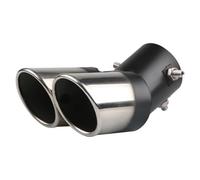 CRJIMX Terminale Di Scarico Universale Per Auto Da 63 Mm A Doppia Uscita In Acciaio Inox Con Bordo Arrotondato Inclinato Accessori Per Esterni Auto(Black+Silver,Curvo)