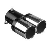 CRJIMX Terminale Di Scarico Universale Per Auto Da 63 Mm Doppio Terminale Rotondo In Acciaio Inox Terminale Di Scarico Rotondo Cromato(Black+Silver,Dritto)