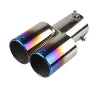 CRJIMX Terminale Di Scarico Universale Per Auto Da 63 Mm Doppio Terminale Rotondo In Acciaio Inox Terminale Di Scarico Rotondo Cromato(Blu,Dritto)