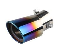 CRJIMX Terminale di scarico universale per auto, terminale di scarico a singola uscita, silenziatore di scarico tondo in acciaio inox da 63 mm(Blu,Curvo)