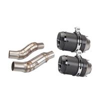 CRJIMX Tubo Di Scarico Per Moto In Acciaio Inox Sezione Centrale Sezione Finale In Fibra Di Carbonio Set Marmitta Adatta Per Z1000 2010-2020(Style G)
