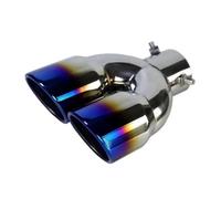 CRJIMX Universale Auto 63mm Diametro Di Ingresso 76mm Uscita Doppia Canna Terminale Posteriore Tubo Di Scarico Silenziatore In Acciaio Inossidabile(BL straight)