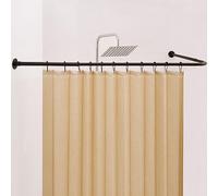 Crkmire Angolare Tenda Doccia, 61-134,6 cm x 61-134,6 cm Regolabile L Forma Doccia Rod No-Sagging 90 Gradi Curvo Tenda Rod per Bagno Vasca da bagno con 12 Anelli Ganci & Supporto Soffitto