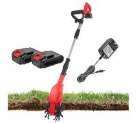 CRMARKM Motozappa per Orto Elettrozappa,Batteria Litio 20V 2000/4000 mAh Zappatrice Zappa a Motore Elettrica,Larghezza di Lavoro 10CM e 25CM profondità di Lavorazione,per la Coltivazione del Terreno