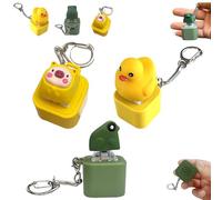 Croaking Frog Keychain, Frog Croaking Fidget Toy, Fun Rechargeable Keychain with Colorful Lights, Quacking Duck Novelty Sound Gadget (Mix-3)