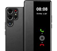 Croazhi Custodia flip per Samsung Galaxy S23 Ultra Case S View, Clear View Flip Folio PU Leather & Hard PC Phone Case, Luxury Anti-Scratch Flip Cover per Samsung Galaxy S23 Ultra Smartphone (nero)