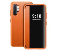 Croazhi Custodia per Samsung Galaxy Note 10 Plus Coque, Clear View Flip Case a patta 360 Full Body Leather Protector Cover Antigraffio Folio Cover per Samsung Galaxy Note 10 Plus 5G (arancione)