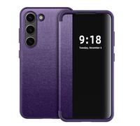 Croazhi Custodia per Samsung Galaxy S23 Plus Coque, Clear View Flip Case a patta 360 Full Body Leather Protector Cover Antigraffio Folio Cover per Samsung Galaxy S23 Plus 5G (Viola)