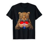 Croazia Bandiera Leopardo Radici Croate Cuore Orgoglio Croato Maglietta