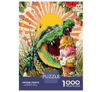 Croc Ice Cream Sun 1000 Pezzi Puzzle Per Adulti Whimsical Wildlife Fun Set Puzzle Cartone Robusto - Puzzle Coppia Ultra Difficile, Top Valutato, Attività Perfetta in Casa Per Tutti 52x38cm/1000pcs