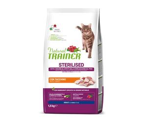 Crocchette Gatto Sterilised Carni Bianchi Tacchino 1,5 Kg Natural Trainer