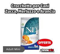 Crocchette per cani Farmina N&D Ocean Adult Mini Merluzzo,Zucca e Arancia 800 Gr