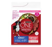 PURINA ONE Adult Medium/Maxi Alimento per cani adulti ricco di manzo e riso 2,5 kg