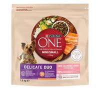 Crocchette per cani Purina ONE mini delicate salmone e riso 1,5 kg