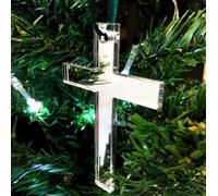 Croce a Forma Di Decorazioni Albero Natale - Confezione 4 x 14cm - Vari Colori