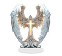 Croce acrilica - Figurine di angeli dettagliate realistiche 2D, statua commemorativa croce di angeli | Arrilico Dispizio festivo Display per compleanni, Natale, vacanze, matrimoni, anniversari