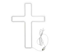 Croce al neon, decorazioni da parete di Gesù USB Croce alimentata al neon Dio santo Crocifisso appeso Decorazioni di luce a LED per la sala religiosa Church Christian Christian, illuminati, illuminat