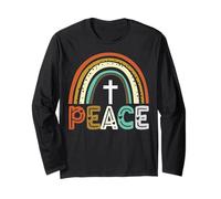 Croce Arcobaleno Autunnale del Ringraziamento per la Pace Grateful Blessed Maglia a Manica