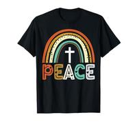 Croce Arcobaleno Autunnale del Ringraziamento per la Pace Grateful Blessed Maglietta