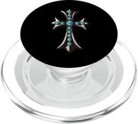 Croce argento turchese blu pavè diamante PopSockets PopGrip per MagSafe