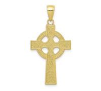 Croce Celtica Grande In Oro Giallo 10K Con Pendente A Cerchio Dell'Eternità