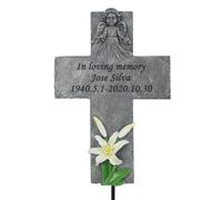 Croce commemorativa con pietre tombali, marcatori commemorativi personalizzati per lapidi cimitero pietre incise con qualsiasi messaggio, regali commemorativi all'aperto per qualcuno perduto, altezza