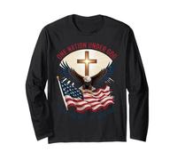 Croce con Bandiera dell'aquila One Nation Under God 250 Years Blessed Maglia a Manica