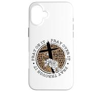 Croce con stampa leopardata He Is Risen Custodia per iPhone 16 Plus