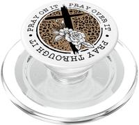 Croce con stampa leopardata He Is Risen PopSockets PopGrip per MagSafe