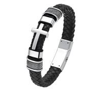 Croce Cremazione Urna Bracciale per Cenere In Vera Pelle Memorial Ash Gioielli Urna Bangles Locket Keepsake Bracciale per gli uomini, 20cm, Acciaio inossidabile, Non è una pietra preziosa
