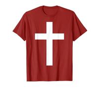 Croce Cristiana Bianca Rosso Scuro Maglietta