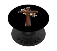 Croce cristiana di Gesù con corona di spine PopSockets PopGrip Adesivo
