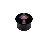 Croce cristiana in vetro colorato PopSockets PopGrip Adesivo