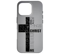 Croce Cristiana Nera Religiosa Versetto Bibbia Filippesi 4 13 Custodia per iPhone 16 Pro