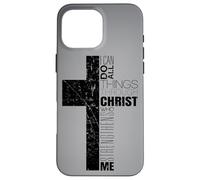 Croce Cristiana Nera Religiosa Versetto Bibbia Filippesi 4 13 Custodia per iPhone 16 Pro Max