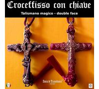 croce crocefisso talismano amuleto pendente ciondolo magia wicca chiave rose oro