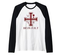 Croce Crociata Cavaliere Templare Cattolico Maglia con Maniche Raglan