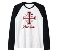 Croce Crociata Cavaliere Templare Cattolico Maglia con Maniche Raglan