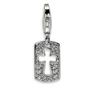 Croce Cz Fede Ciondolo Taglio Fuori .925 Argento Sterling Clip Amore La Vita