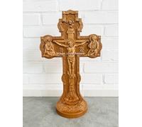 Croce da altare ortodossa chiesa crocifisso cristiano in legno Gesù Cristo su...