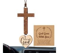 Croce da appendere allo specchio dell'auto - Ciondolo Gesù Cristiano | | Decorazione protettiva per specchietto retrovisore, crocifisso sacro da appendere, regalo spirituale per guidatori e