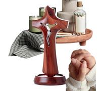 Croce Da Tavolo | Statua Religiosa in Legno per Decorazione - Croce in Legno Gesù Crocifisso - per Casa Tavolo Chiesa Scrivania Regalo di Benvenuto Soggiorno Camera da Scaffale Sala da Pranzo