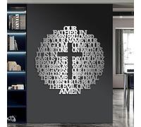 Croce Decorativa da Parete in Metallo, Moderna e Minimalista, a Tema Religioso Cristiano, Ideale per casa, Soggiorno, Camera da Letto e Chiesa (Argento, 47x46 cm).