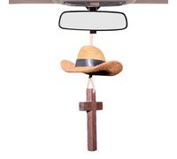 Croce decorativa per auto con cappello da cowboy, da appendere specchio 'auto, accessorio decorativo per interni dal design compatto, decorazione per cruscotto 'auto, stile auto ispirato