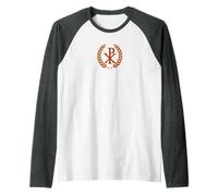 Croce del Cristogramma Cristiano Chi Rho Maglia con Maniche Raglan